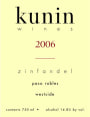 Kunin Westside Zinfandel 2006 Front Label