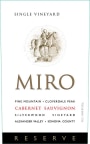 Miro Cellars Silverwood Vineyard Reserve  Cabernet Sauvignon 2015  Front Label
