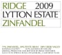 Ridge Lytton Estate Zinfandel 2009  Front Label