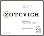 Zotovich Cellars Estate Syrah 2014  Front Label