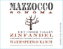 Mazzocco Warm Springs Ranch Zinfandel 2014 Front Label