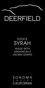Deerfield Ranch Winery Organic Estate Syrah 2012 Front Label