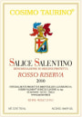 Taurino Salice Salentino Riserva Rouge 2010  Front Label