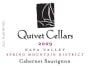 Quivet Cellars Spring Mountain Cabernet Sauvignon 2009  Front Label