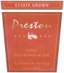 Preston Premium Wines Sauvignon Blanc 2006 Front Label