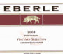 Eberle Vineyard Selection Cabernet Sauvignon 2003  Front Label