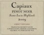 Capiaux Cellars Garys Vineyard Pinot Noir 2009 Front Label