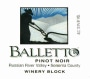 Balletto Winery Winery Block Pinot Noir 2010 Front Label