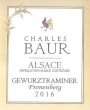 Charles Baur Fronenberg Gewurztraminer 2016  Front Label