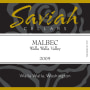 Saviah Malbec 2009 Front Label