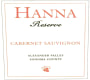 Hanna Alexander Valley Reserve Cabernet Sauvignon 2005 Front Label
