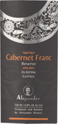 Alexander Cabernet Franc Reserve (OU Kosher) 2014  Front Label