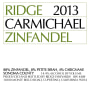 Ridge Carmichael Zinfandel 2013  Front Label