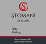Stomani Cellars Reisling 2012 Front Label