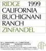 Ridge Buchignani Ranch Zinfandel 1999 Front Label