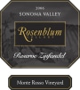 Rosenblum Cellars Monte Rosso Vineyard Reserve Zinfandel 2006  Front Label