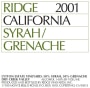 Ridge Lytton Estate Vineyard Grenache/Syrah 2001  Front Label