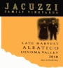 Jacuzzi Late Harvest Aleatico 2010  Front Label