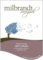 Milbrandt Traditions Syrah 2007  Front Label