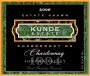 Kunde Estate Grown Chardonnay Nu 2006 Front Label