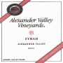Alexander Valley Vineyards Syrah 2003 Front Label