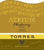 Familia Torres Atrium Chardonnay 2011  Front Label