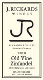 J. Rickards Winery Old Vine Zinfandel 2010  Front Label