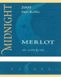 Midnight Cellars Winery Estate Merlot 2001 Front Label