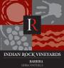Indian Rock Vineyards Barbera 2012  Front Label