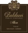 Baldacci Family Vineyards Allwin Syrah 2014 Front Label