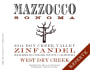 Mazzocco West Dry Creek Reserve Zinfandel 2014  Front Label