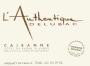 Domaine Delubac L'Authentique Cairanne 2015  Front Label