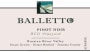 Balletto Winery BCD Vineyard Pinot Noir 2016 Front Label