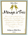 Menage a Trois Folie a Deux White 2012  Front Label