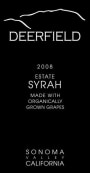Deerfield Ranch Winery Organic Estate Syrah 2008 Front Label