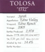 Tolosa Winery Edna Ranch 1772 Syrah 2005  Front Label