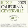 Ridge Geyserville (1.5 Liter Magnum) 2005  Front Label