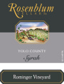 Rosenblum Cellars Rominger Vineyard Syrah 2008  Front Label