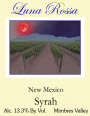 Luna Rossa Winery Syrah 2009  Front Label