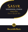 Rocca delle Macie Sasyr 2015  Front Label