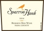 Sparrow Hawk Reserve Red 2014  Front Label