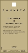 Canneto Vino Nobile di Montepulciano 2007  Front Label