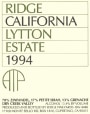 Ridge Lytton Estate Zinfandel 1994  Front Label