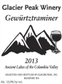 Glacier Peak Winery Gewurztraminer 2013  Front Label