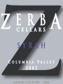 Zerba Cellars Syrah 2002  Front Label