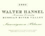 Walter Hansel Sauvignon Blanc 2005  Front Label