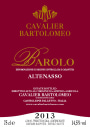 Cavalier Bartolomeo Barolo Altenasso 2013 Front Label