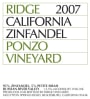 Ridge Ponzo Zinfandel 2007  Front Label