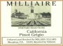 Milliaire Winery Pinot Grigio 2015 Front Label