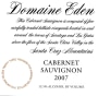 Domaine Eden Cabernet Sauvignon 2007  Front Label